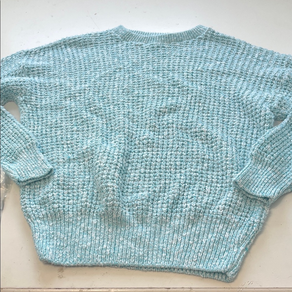 Royal Knight XL Blue White Long Sleeve Oversized Chunky Knit Sweater